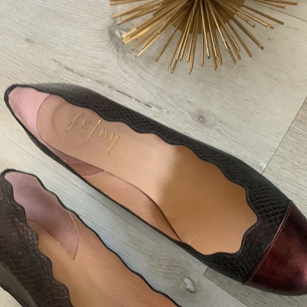 French Sole New York miles‎ FS/NY snake leather gray tip plum